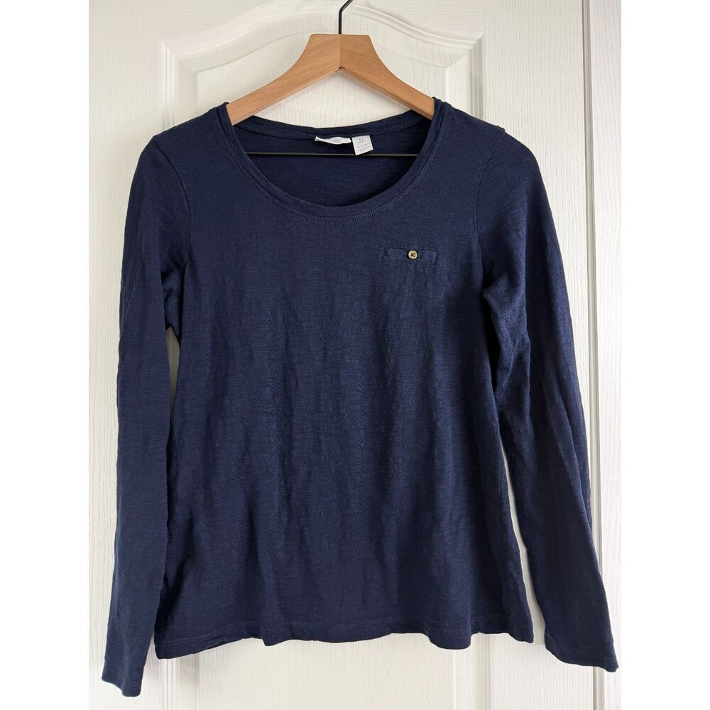Weekends by Chico's Women's Navy Blue Long Sleeve Top 100% Cotton Size S / 4 (0)
